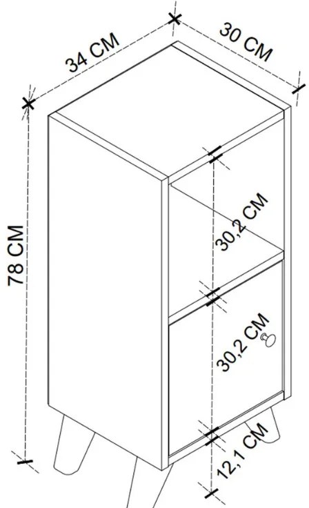 Κομοδίνο Vira Megapap χρώμα λευκό 34x30x78εκ.