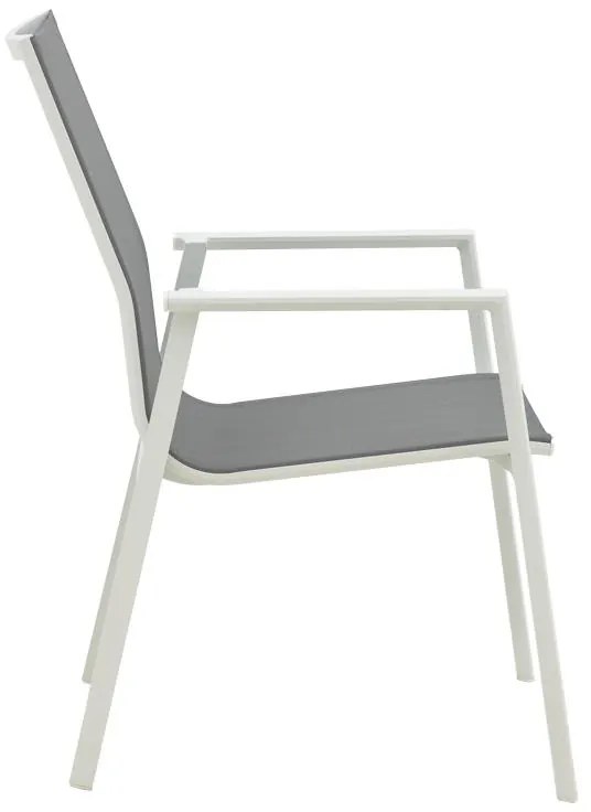 Καρέκλα - Πολυθρόνα κήπου Dashiell αλουμίνιο λευκό textilene γκρι 71x58x94 εκ. 71x58x94 εκ.