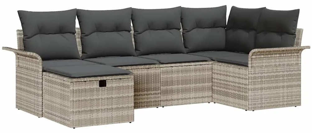 vidaXL Σετ Καναπέ Κήπου με μαξιλάρι 6 pcs Ανοιχτό γκρι συνθετικό ρατάν