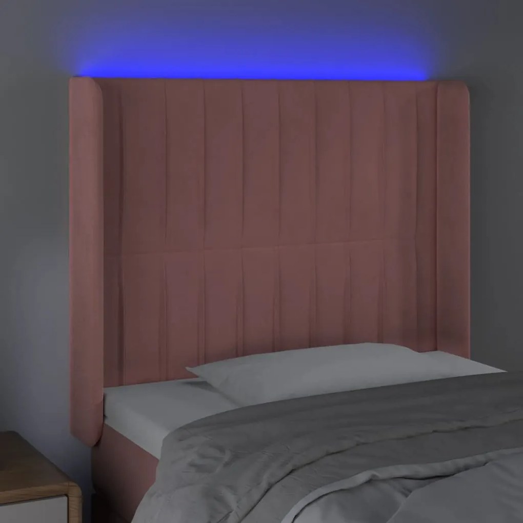 Κεφαλάρι Κρεβατιού LED Ροζ 103x16x118/128 εκ.Βελούδινο 3124333