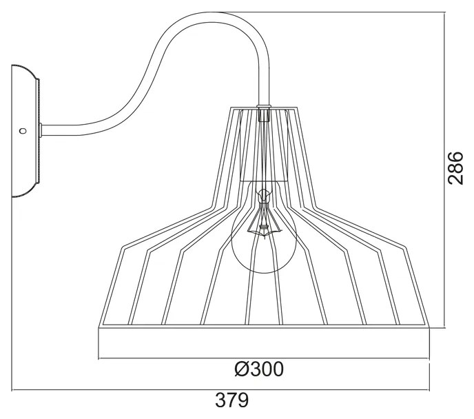 ΑΠΛΙΚΑ ΜΕΤΑΛΛΙΚΗ ΜΑΥΡΗ ΚΑΜΠΑΝΑ 1 Χ Ε27  Φ30CM HADES - KS1525W1BK - KS1525W1BK