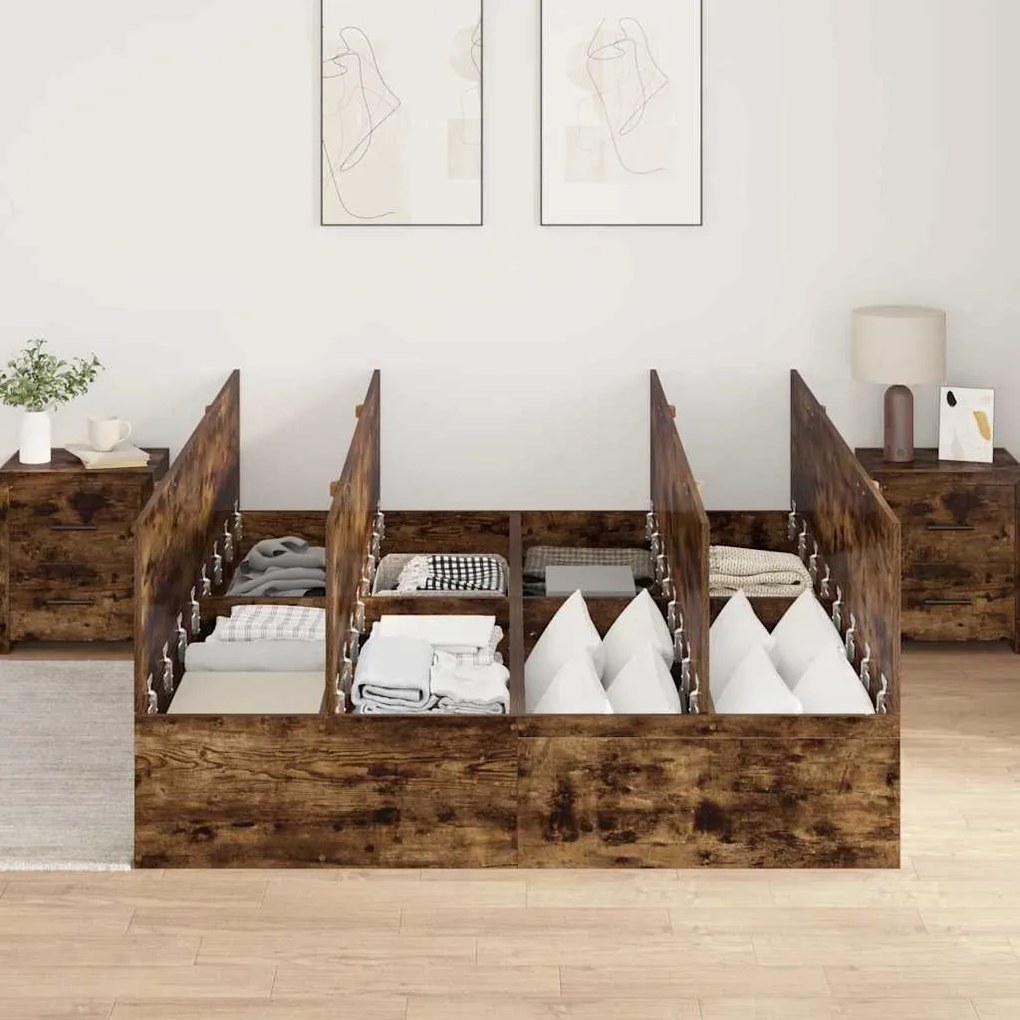 vidaXL Σκελετός Κρεβατιού Καπνιστή δρυς 190 x 140 x 31.5 εκ.
