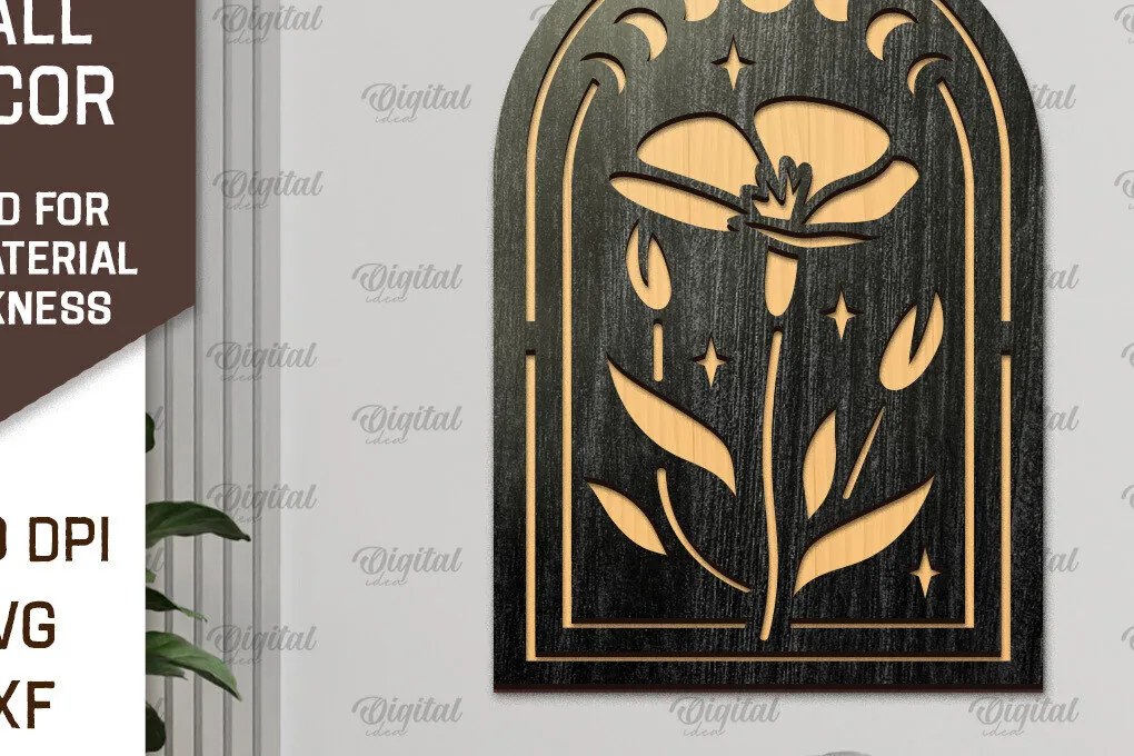 Intra απο ξύλο plywood 3mm-4mm πάχος Σχέδιο κοπής με λέιζερ διακόσμηση τοίχου Boho Δίασταση 30x20 cm INTRAFABR-103398809