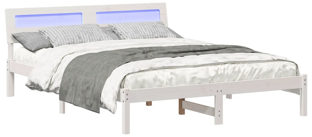 vidaXL Σκελετός Κρεβατιού Λευκό 160 x 200 cm Συμπαγές ξύλο πεύκου