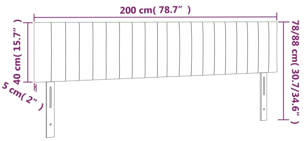 vidaXL Κεφαλάρι Κρεβατιού LED Κρεμ 200x5x78/88 εκ. Υφασμάτινο