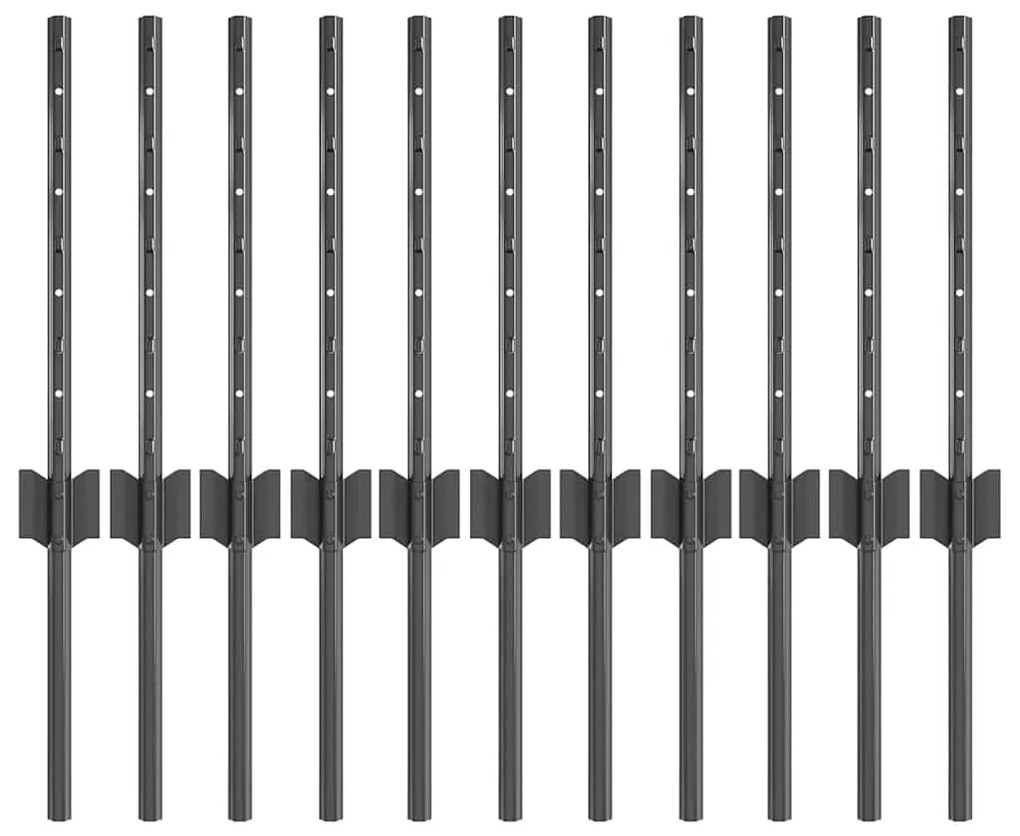vidaXL Πό posts φράχτη 11 pcs Γκρι 40 cm Ατσάλι