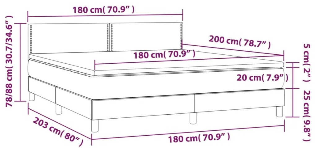 vidaXL Κρεβάτι Boxspring με Στρώμα Μαύρο 180x200εκ.από Συνθετικό Δέρμα