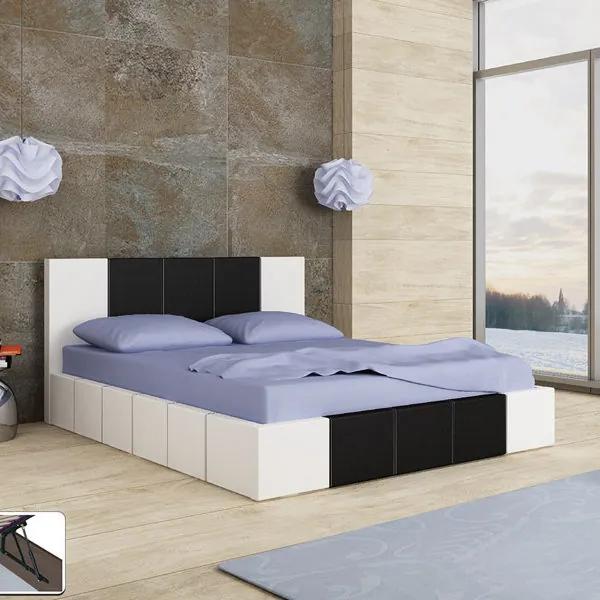 Κρεβάτι Διπλό, Casa άσπρο+ μαύρο, 160x200cm με στρώμα - GRA123