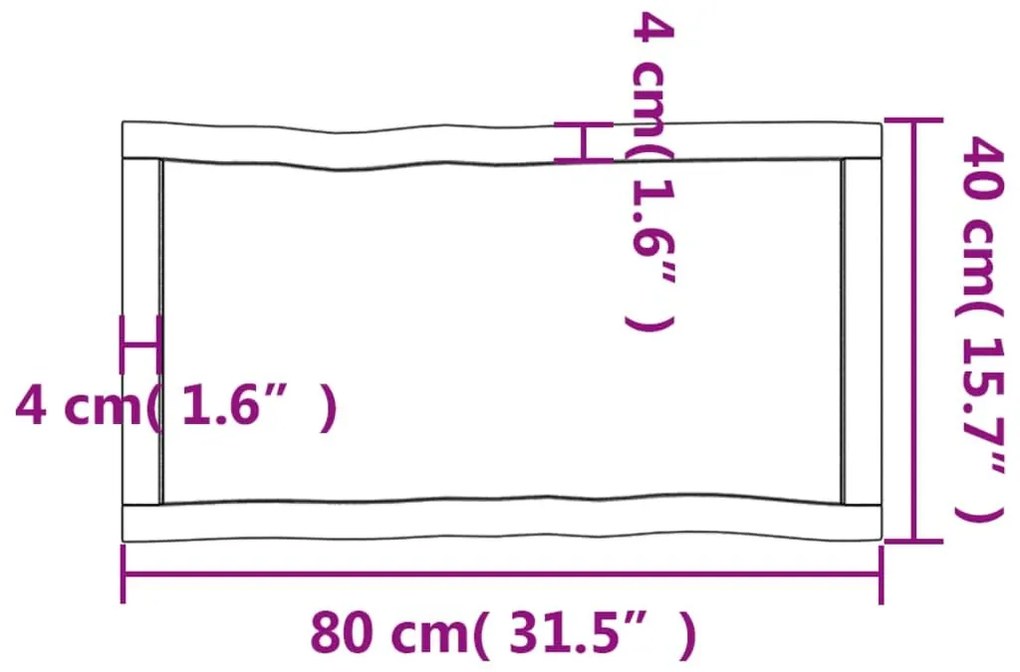 Επιφ Τραπεζιού Αν Καφέ 80x40x(2-6)εκ. Ακατέργ. Μασίφ Ξύλο Δρυός - Καφέ