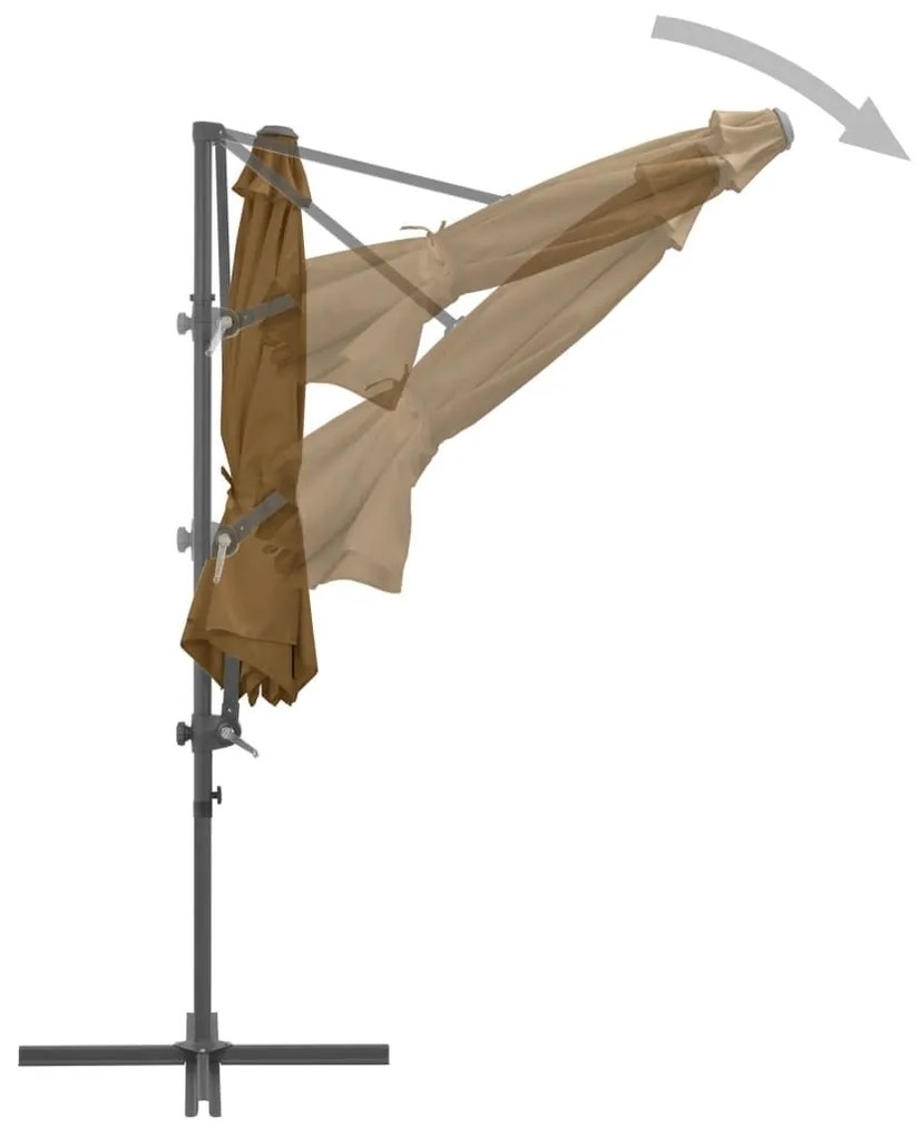 Ομπρέλα Κρεμαστή Χρώμα Taupe 300 εκ. με Ατσάλινο Ιστό - Μπεζ-Γκρι