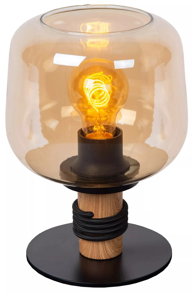 Φωτιστικό Επιτραπέζιο Lucide 45508-01-62 ILONA Μελί (Amber)|Μαύρο Ματ (Black Mat)
