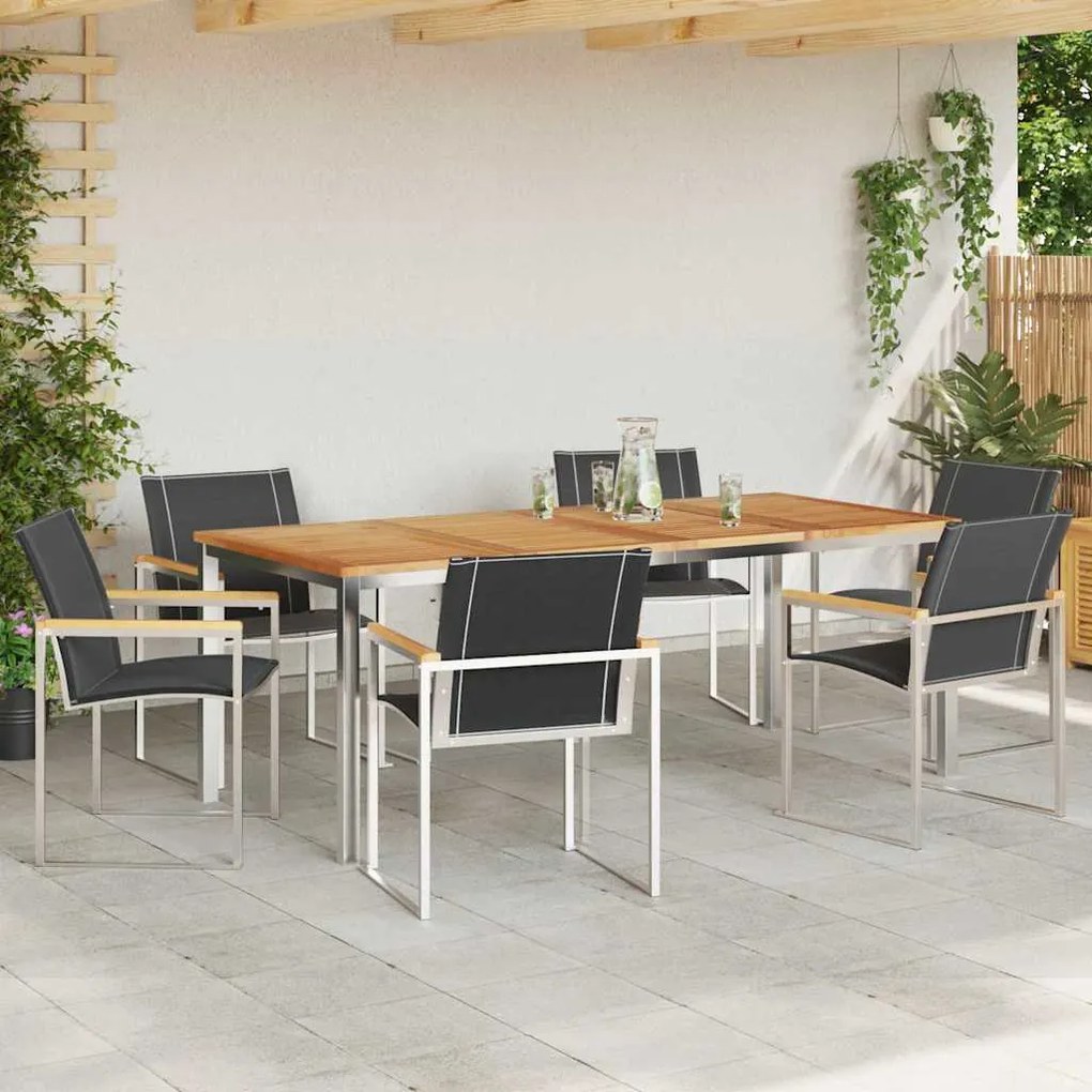 vidaXL Σέτ φαγητού για κήπο 7 pcs Σταθερό Ξύλο Ακακίας