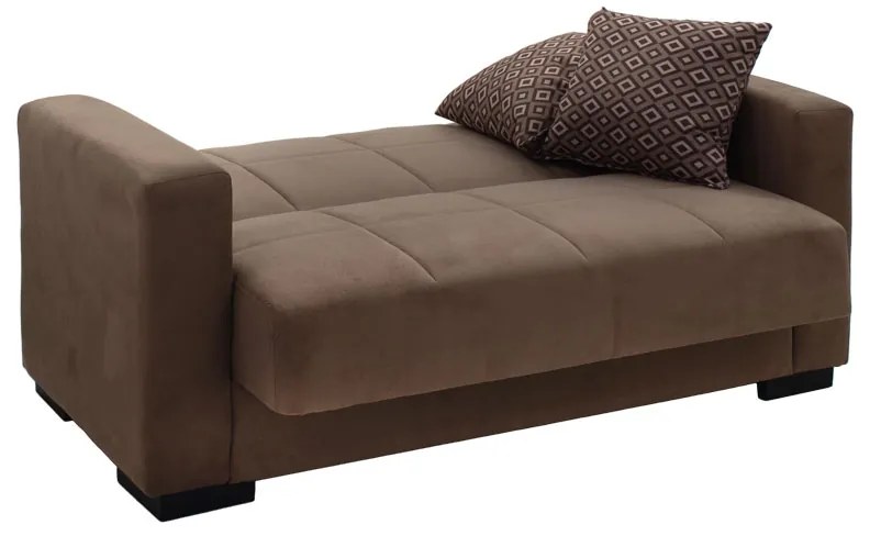 Kαναπές κρεβάτι Vox pakoworld 2θέσιος ύφασμα βελουτέ μπεζ-μόκα 148x77x80εκ - Ύφασμα - 213-000004