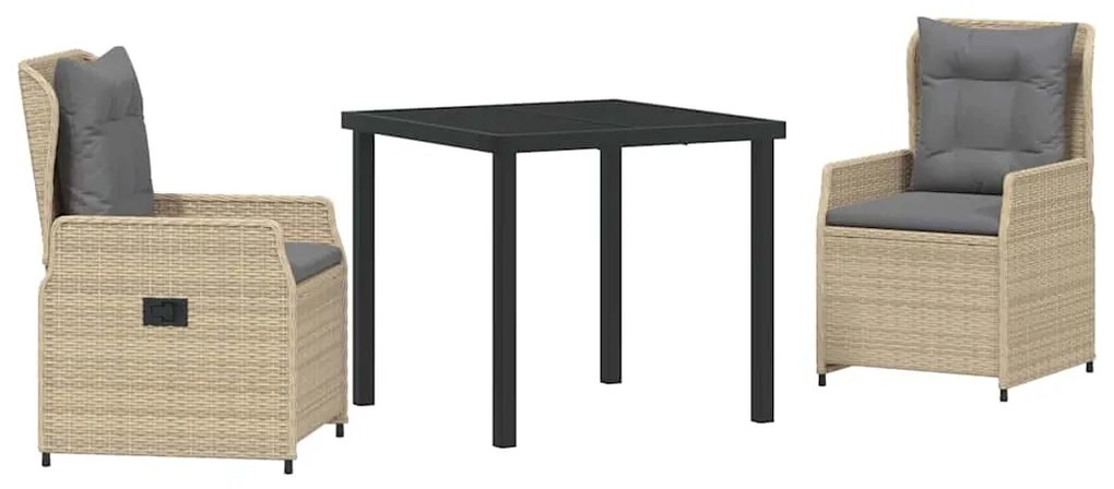 vidaXL Σέτ φαγητού για κήπο 3 pcs Μπέζ και Ανοιχτό Γκρι