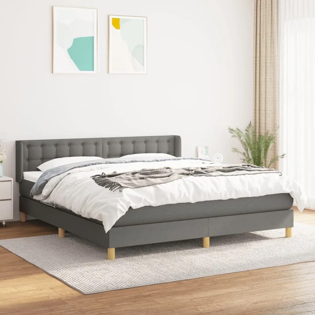 ΚΡΕΒΑΤΙ BOXSPRING ΜΕ ΣΤΡΩΜΑ ΣΚΟΥΡΟ ΓΚΡΙ 180X200 ΕΚ ΥΦΑΣΜΑΤΙΝ 3130610