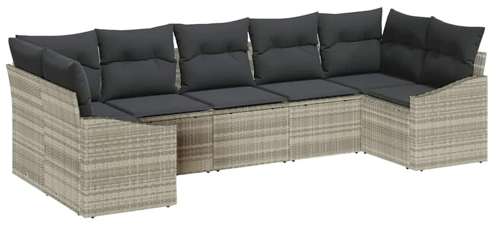 vidaXL Σετ Καναπέ Κήπου 7 pcs Ανοιχτό γκρι Πολυ ράταν