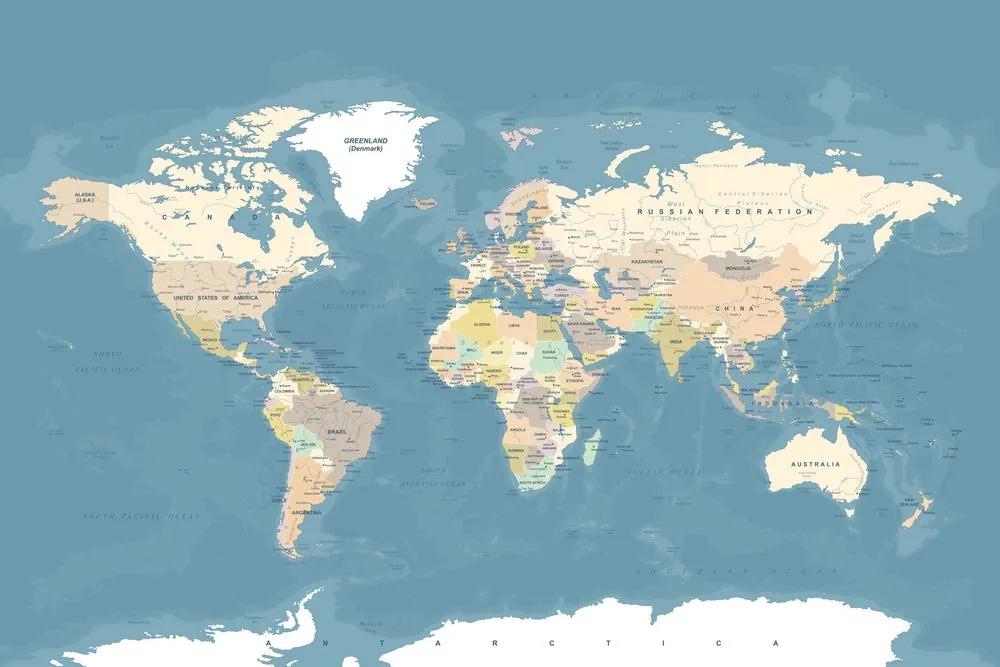 Εικόνα στο φελλό του μοντέρνου vintage παγκόσμιου χάρτη - 120x80  flags