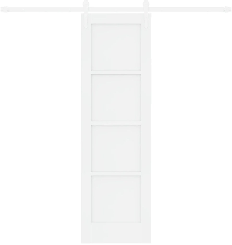vidaXL Συρόμενη Πόρτα με Σετ Υλικών Λευκή 61x198.5 εκ. Συμπαγές Ξύλο Πεύκου