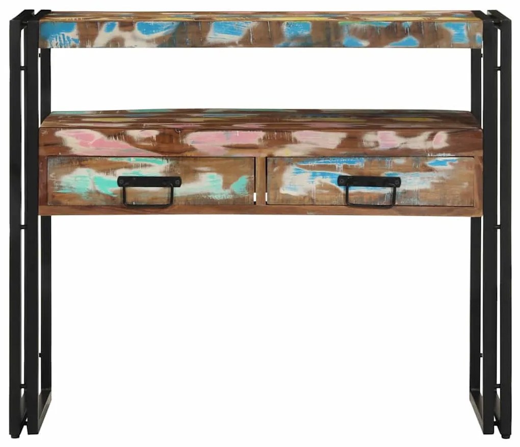 vidaXL Τραπέζι κονσόλας με ράφι 90 x 33 x 75 εκ Στερεό Ανακτηθέν Ξύλο