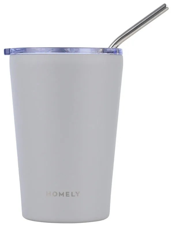 Θερμός-Ποτήρι Ανοξείδωτο Coffee Mug Homely Pebble Gray 400ml-9x8,5x13εκ. Estia 01-32630