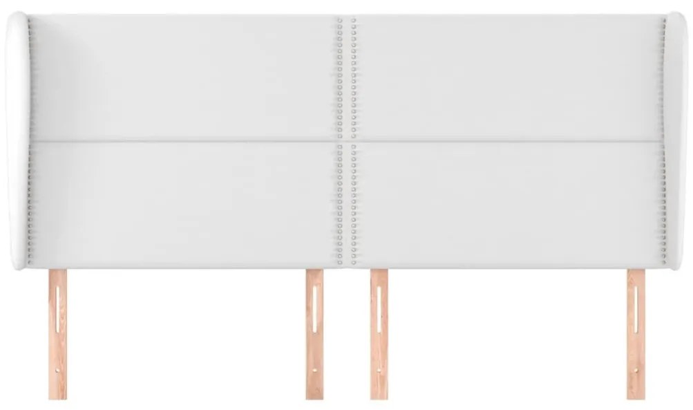 Κεφαλάρι με Πτερύγια Λευκό 163x23x118/128 εκ. Συνθετικό Δέρμα - Λευκό