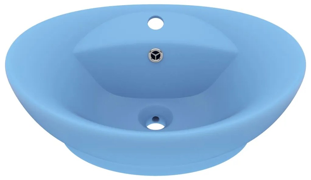vidaXL Νιπτήρας με Υπερχείλιση Οβάλ Γαλάζιο Ματ 58,5x39 εκ. Κεραμικός