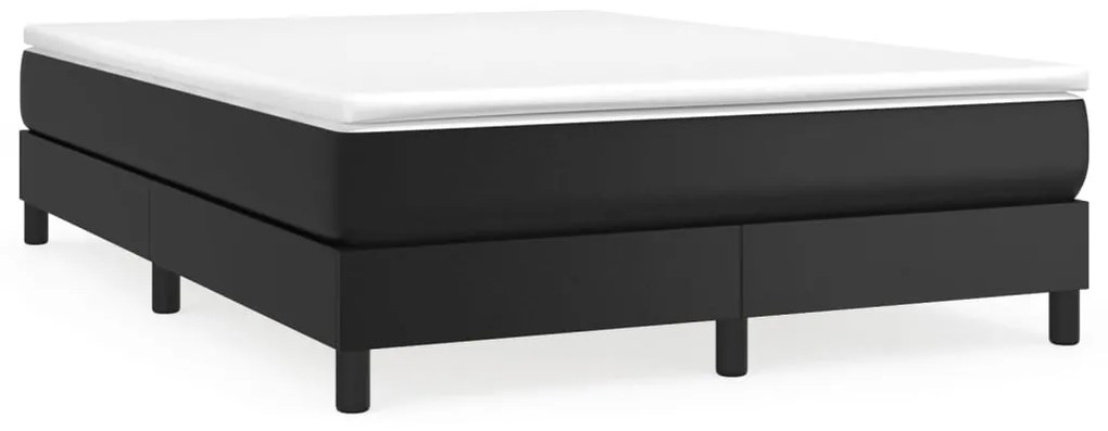 Κρεβάτι Boxspring με Στρώμα Μαύρο 140x200εκ.από Συνθετικό Δέρμα - Μαύρο