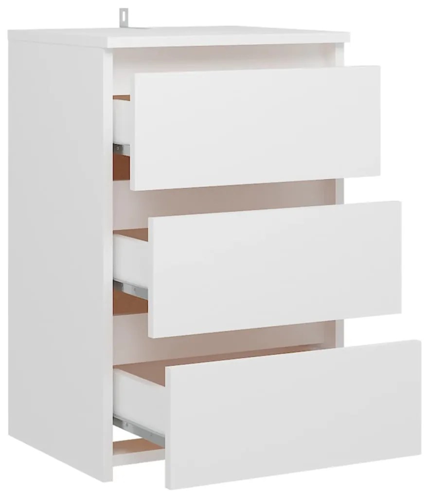 vidaXL Κομοδίνο Λευκό 40 x 35 x 62,5 εκ. από Επεξ. Ξύλο