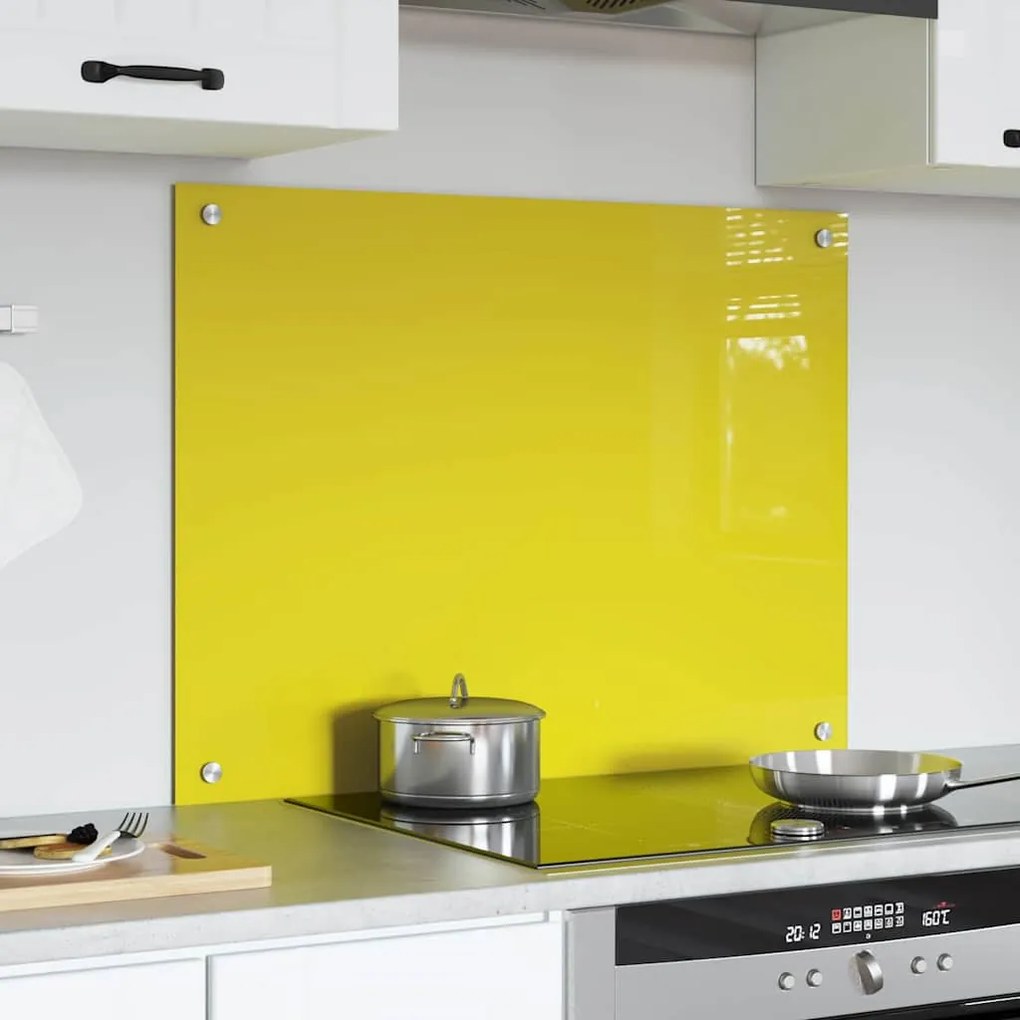 vidaXL Κουζίνα Πίσω τοίχος Κίτρινος 80x60x0,6 εκ. Σκληρυμένο γυαλί
