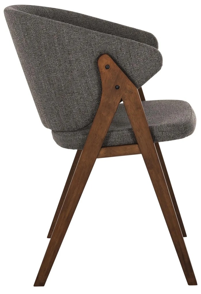 Καρέκλα HANA Rubberwood Καρυδί και Γκρί ύφασμα 55x60x84Yεκ. 2αδα 55x60x84 εκ.