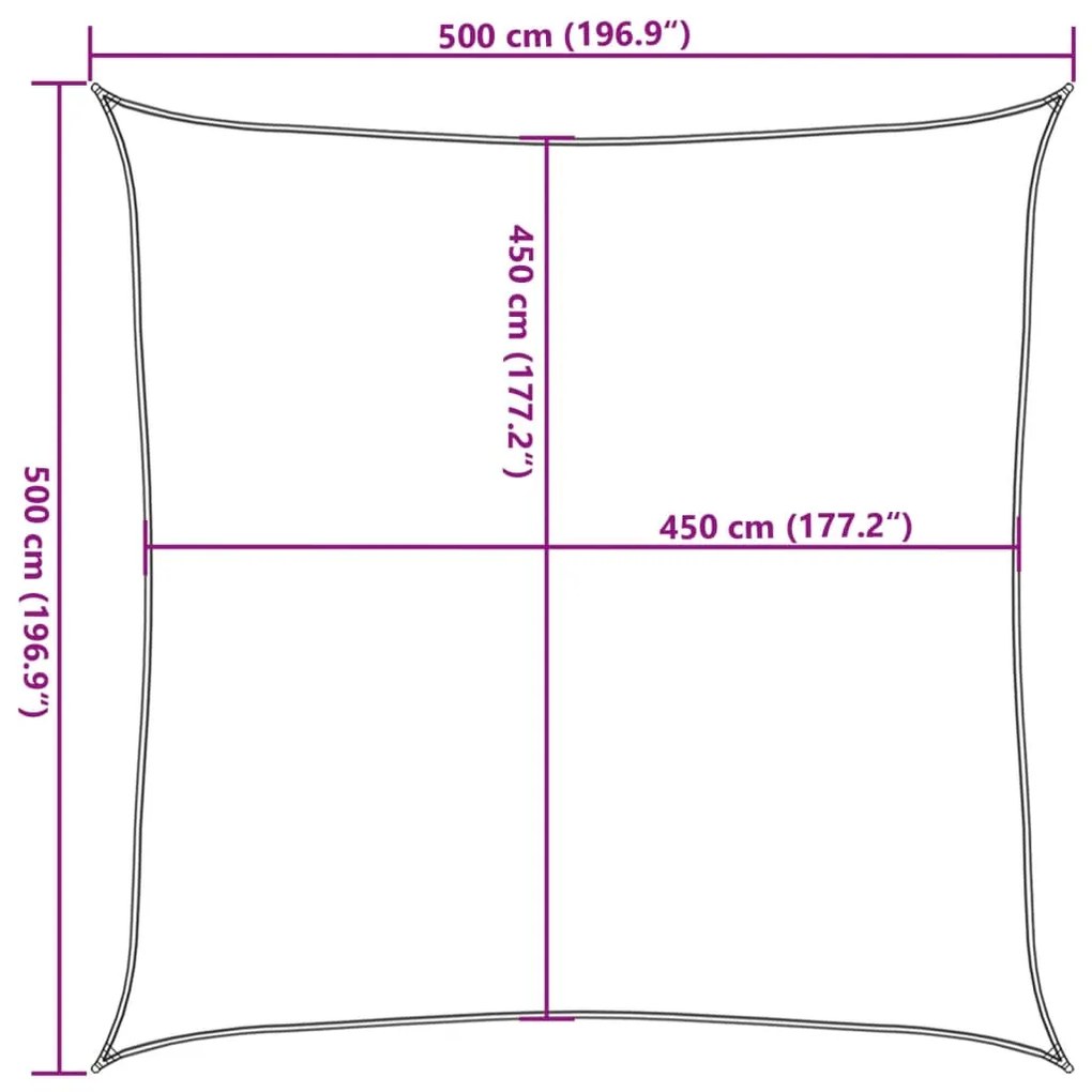 Πανί Σκίασης Καφέ 5 x 5 μ. από HDPE 160 γρ./μ²   - Καφέ