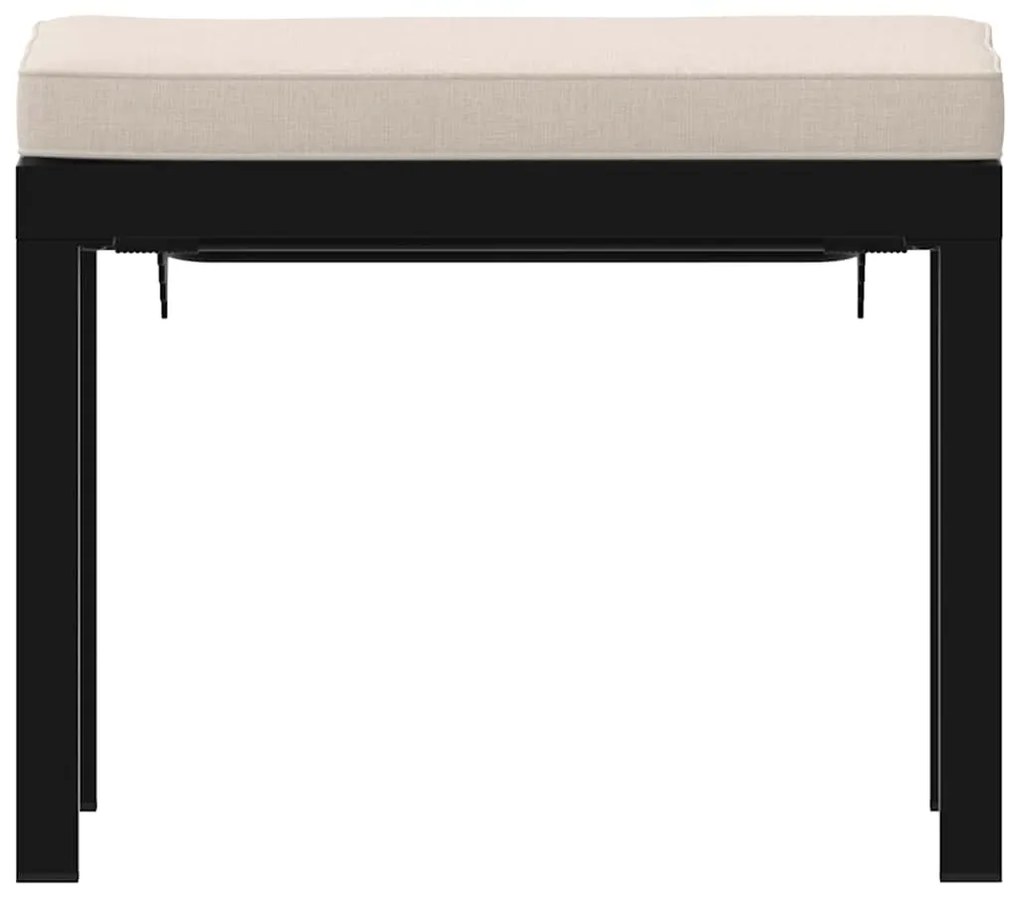 vidaXL Υποπόδιο Κήπου Μαύρο Ατσάλι με Ηλεκτρ. Βαφή με Μαξιλάρι