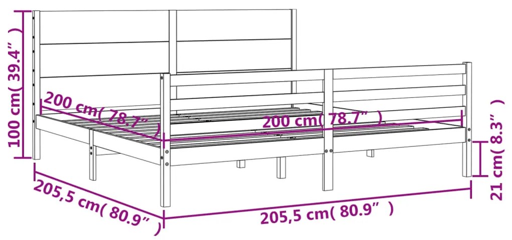 ΠΛΑΙΣΙΟ ΚΡΕΒΑΤΙΟΥ ΜΕ ΚΕΦΑΛΑΡΙ ΜΑΥΡΟ 200X200 ΕΚ. ΜΑΣΙΦ ΞΥΛΟ 3194660