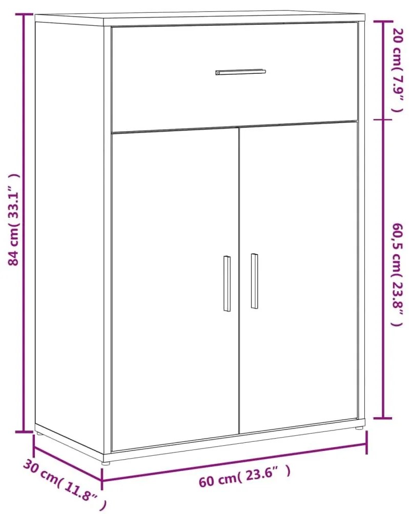 Ντουλάπι Γκρι Σκυροδέματος 60x30x84 εκ. Επεξεργασμένο Ξύλο - Γκρι