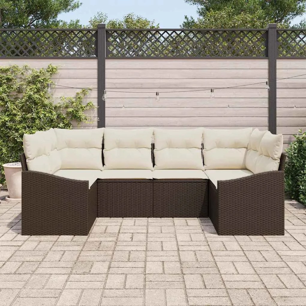 vidaXL Σετ Καναπέ Κήπου 6 pcs Καφέ Πολυ ράταν