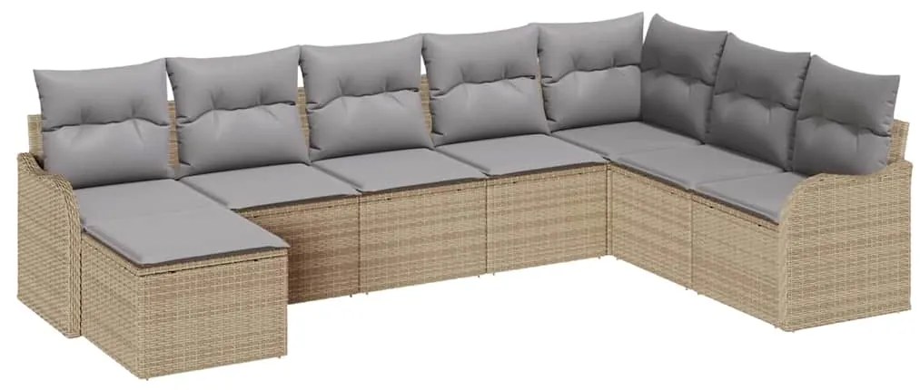 vidaXL Σετ Καναπέ Κήπου 8 pcs μπεζ και ανοιχτό γκρι Πολυ ράταν