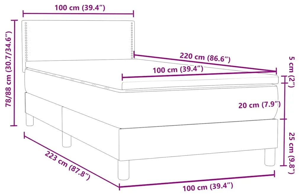 BOX SPRING ΚΡΕΒΑΤΙ ΜΕ ΣΤΡΩΜΑ ΜΑΥΡΟ 100X220 ΕΚ. ΒΕΛΟΥΔΙΝΟ 3316151