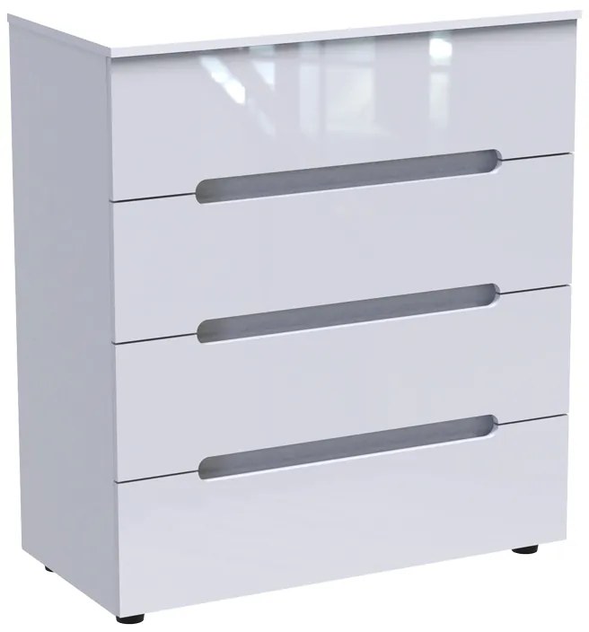 Συρταριέρα Afina pakoworld mdf σε λευκή glossy απόχρωση 90x44x101εκ