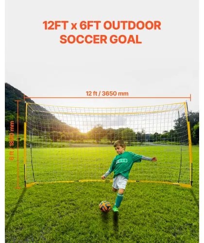 VEVOR 12x6 ft Portable Soccer Goal Kids Soccer Net Carry Bag Backyard Training