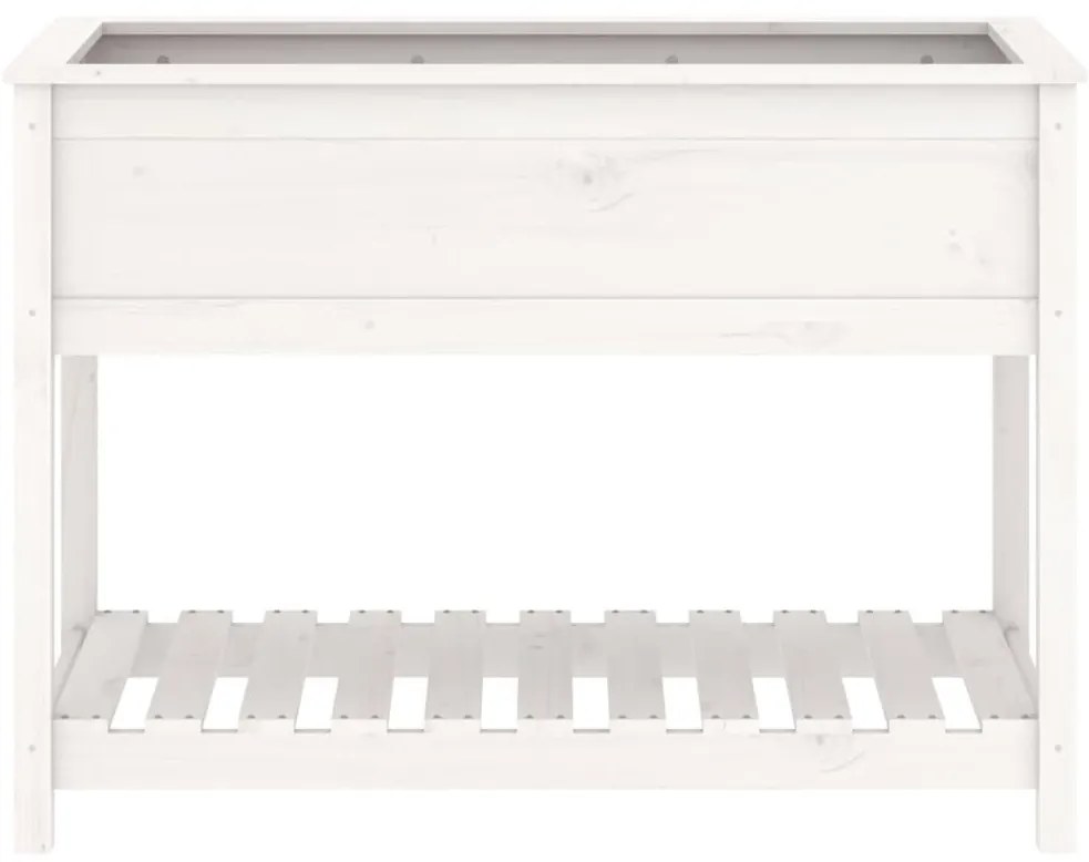 Ζαρντινιέρα με Ράφι Λευκή 111,5x54x81 εκ. Μασίφ Ξύλο Πεύκου - Λευκό