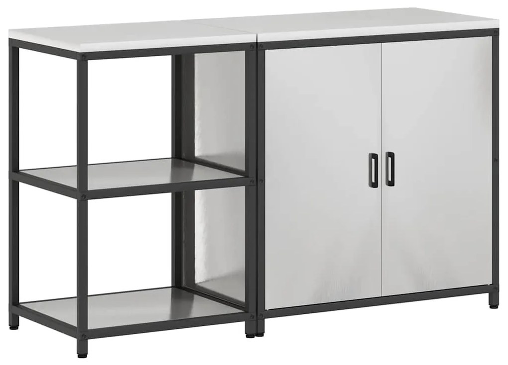 vidaXL Σετ Αποθήκευσης Κουζίνας με ράφι 2 pcs Ασημί 150 x 50 x 92 εκ.