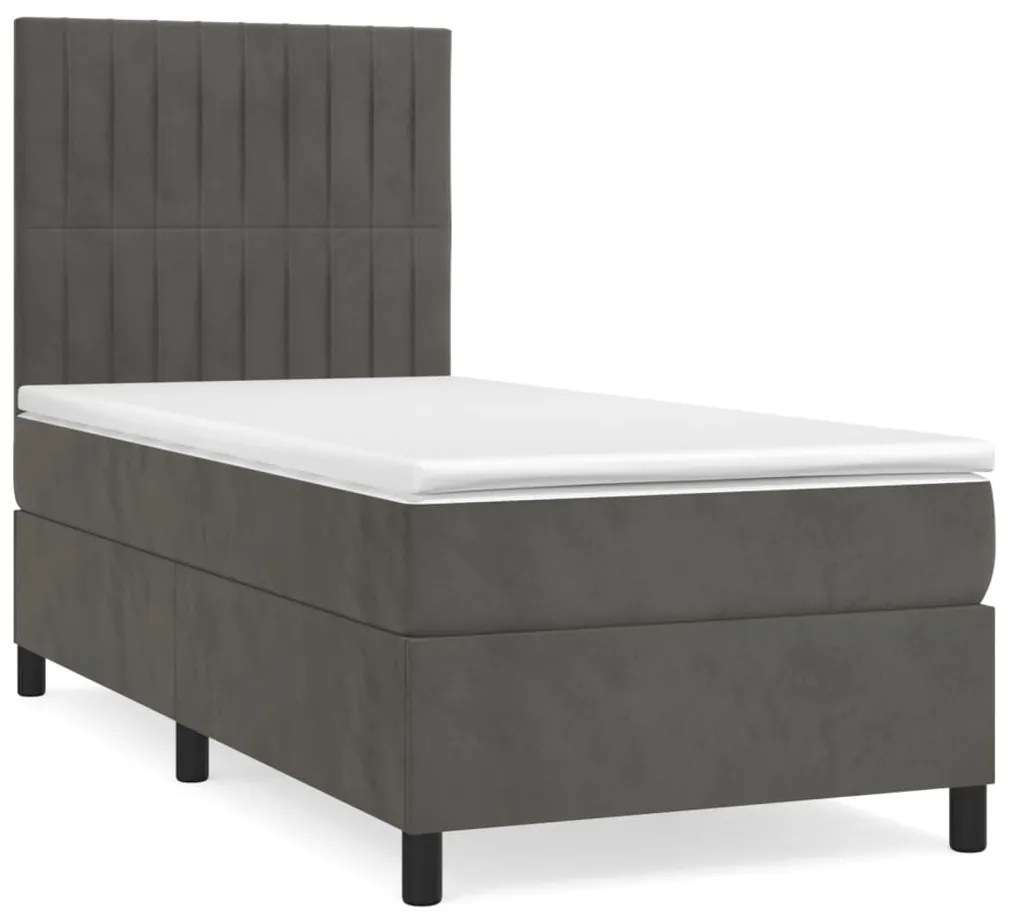 ΚΡΕΒΑΤΙ BOXSPRING ΜΕ ΣΤΡΩΜΑ ΣΚΟΥΡΟ ΓΚΡΙ 90X190 ΕΚ. ΒΕΛΟΥΔΙΝΟ 3143116