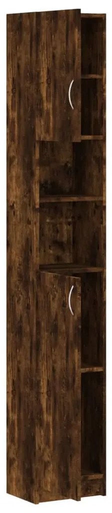 vidaXL Ντουλάπι Μπάνιου Καπνιστή Δρυς 32x25,5x190 εκ. Επεξεργ. Ξύλο