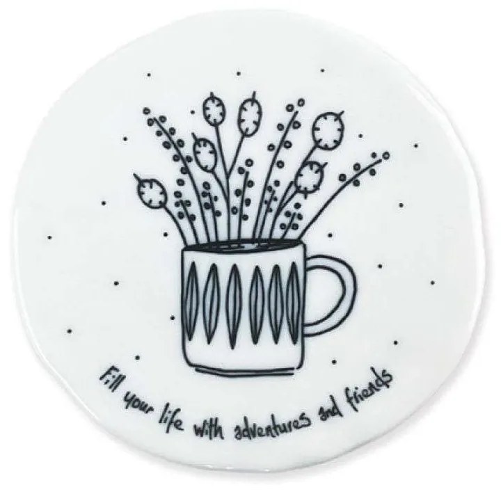 Σουβέρ Fill Your Life EI0191 9,8x0,8x9,7cm White-Black Πορσελάνη