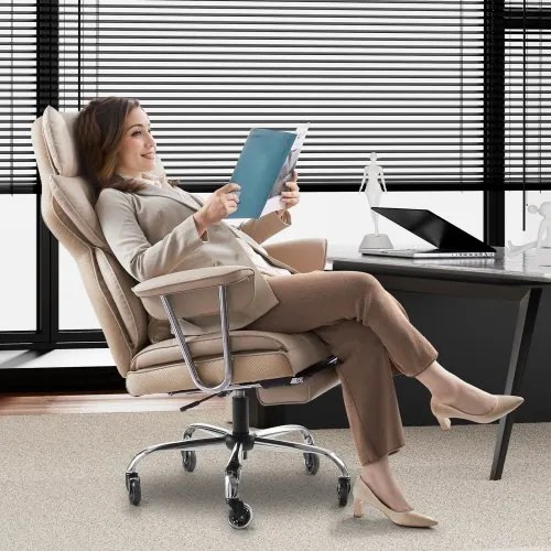 VEVOR Executive Office Chair High Back Chair Footrest &amp; Removable Armrests Brown