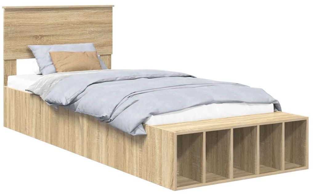 vidaXL Σκελετός Κρεβατιού Δρύς Sonoma 100 x 200 cm Επεξεργασμένο ξύλο