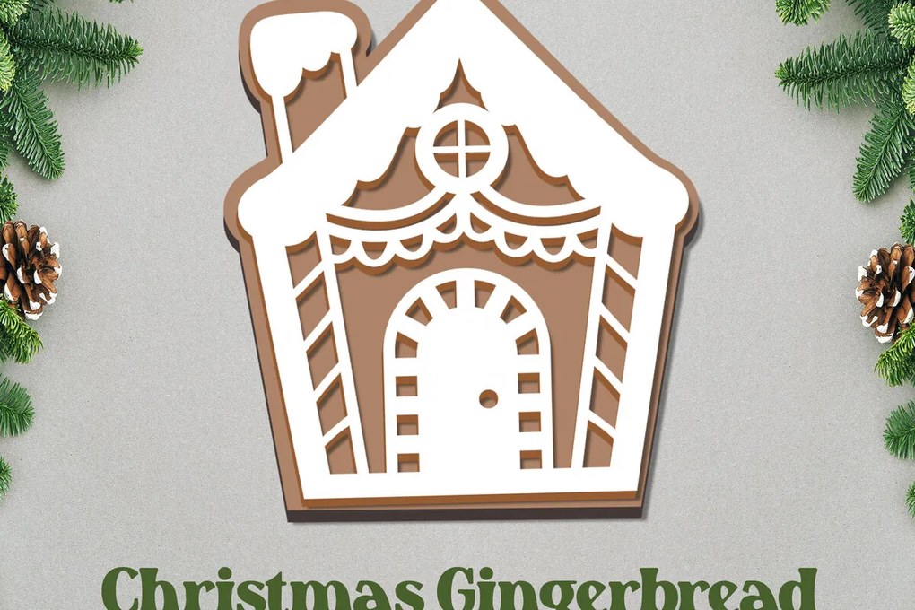 Σετ των 3 Intra απο ξύλο plywood 3mm-4mm πάχος Χριστουγεννιάτικο μελόψωμο στολίδι  Δίασταση 8x8 cm INTRAFABR-81326260