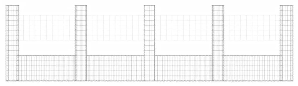 vidaXL Συρματοκιβώτιο σε U Σχήμα με 5 Στύλους 500x20x150 εκ Σιδερένιο