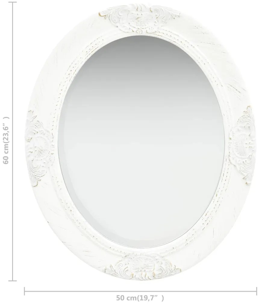 vidaXL Καθρέφτης Τοίχου με Μπαρόκ Στιλ Λευκός 50 x 60 εκ.