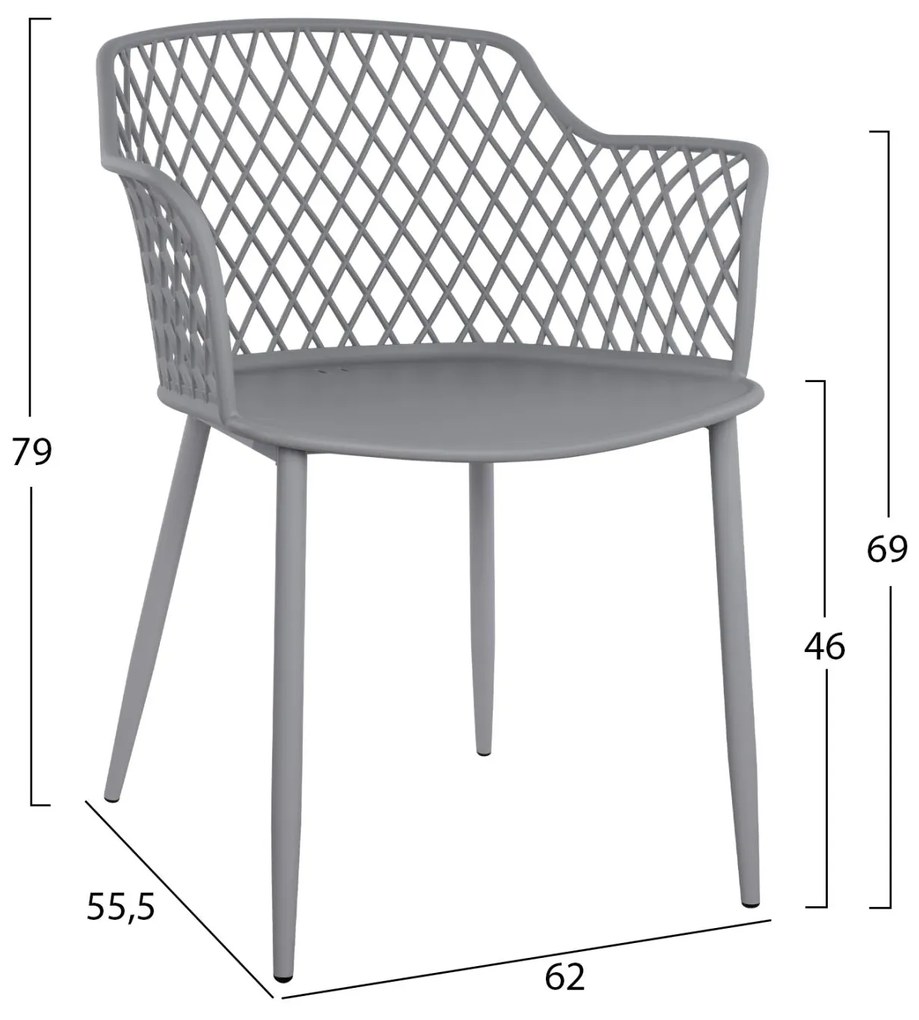 Καρέκλα JOCELYN Πολυπροπυλενίου Γκρί 62x55,5x79Υ εκ. 4αδα 62x55.5x79 εκ.